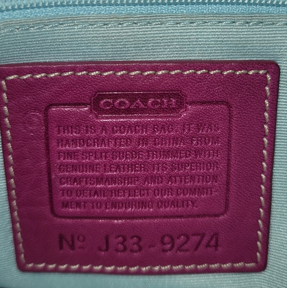 Vintage Coach Hamptons Suede Field Bag 9274 Stylish Pink and Brown - Picture 9 of 11